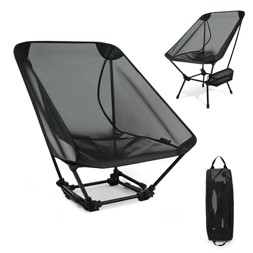 喜马拉雅 Himalaya Ultralight Beach Chair, 2 Heights Lightweight Camping Chair, Folding Mesh Backpacking Chairs, Portable Compact Camp Chairs for Hiking Picnic Lawn Festival Outdoor