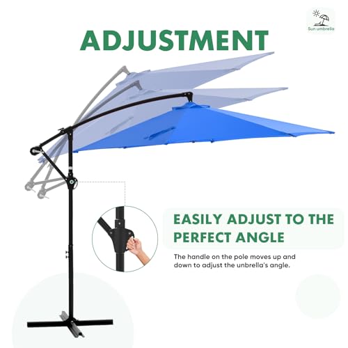 NEWBULIG 10FT Patio Umbrella, Offset Cantilever Outdoor Patio Table Umbrella, UV Protection, Fade Resistant Fabric, Easy Tilt Adjustment for Pool, Deck, Garden, Backyard - color: Dark Blue, size: 10ft-Basic