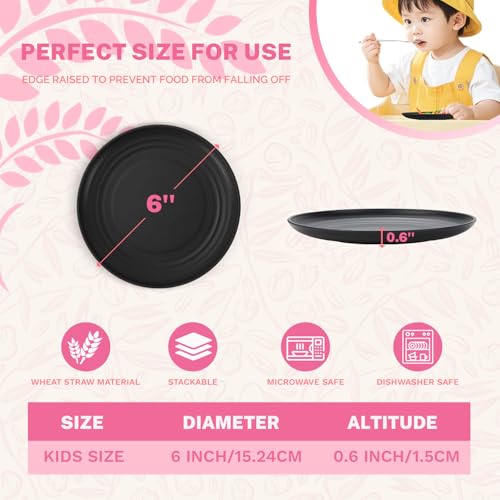 Homienly Black Small Plates | 5.7" Unbreakable Melamine Appetizer & Dessert Plates, Chic Wheat Straw Salad Plates | For Sushi, Cocktails, Bread & Side Dishes -Set of 8, Black - color: Black, size: 5.7 Inch