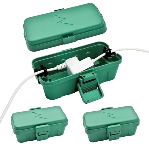 Hrensaw 3PCS Small Weatherproof Electrical Connection Box(Inner 5.5x3x2.2inch),Outdoor Electrical Box,Waterproof Extension Cord Covers for Plug, Extension Cables, Holiday Lights,Green - color: Green