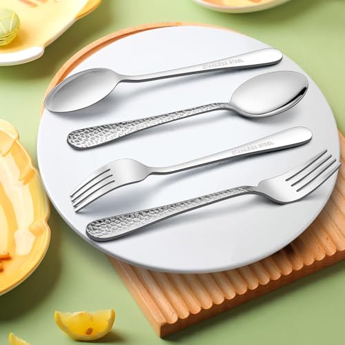 LIANYU 16-Piece Kids Silverware Set, Includes 8 Kid Spoons, 8 Kid Forks, Stainless Steel Toddler Utensils Children Flatware Set, Child Preschooler Cutlery Set, Dishwasher Safe