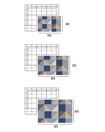 Large Outdoor Rug 5'x8' for Patio Indoor Outdoor Area Rug Abstract Blue Brown Ombre Geometric Triangle Print Rugs Outside Patio Rugs Camping Carpet Mat for Spring Picnic - color: Geometryhoe4920, size: 5' x 8' (Rectangular)