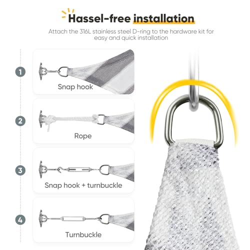Quictent 12x16ft 185G HDPE Rectangle Sun Shade Sail Canopy 98% UV Block Outdoor Patio Garden with Hardware Kit (White and Gray) - color: White and Grey Multi, size: 12 x 16 ft, style: Rectangle