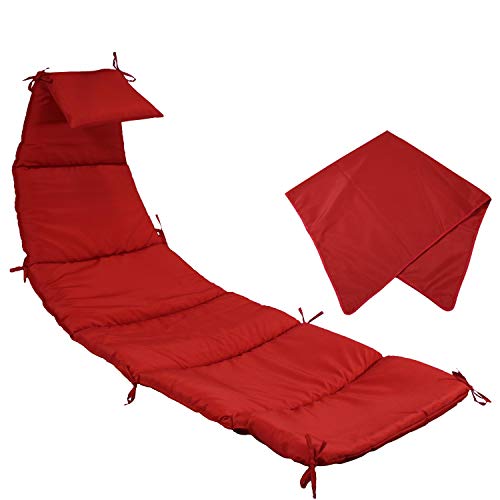Sunnydaze Outdoor Hanging Lounge Chair Replacement Cushion and Floating Umbrella Fabric Only - Curved Swing Chair Cushion Replacement - Red - color: Red