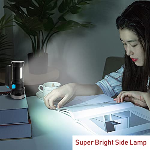 Wrrozz LED Flashlight High Lumens USB Rechargeable Flashlight for Camping, Hiking, Walking, Powerful Emergency Flashlight with 4 Modes for Outdoor Use, Rechargeable Spotlight with Sidelight Lantern - size: A