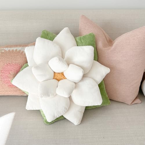 Green Philosophy Co. Poinsettia Pillow – Large Soft 3D Flower Throw Pillow, Marshmallow White Decorative Pillow for Couch & Bed, Cute Premium Gift for Plant Lovers, Star-Shaped - color: Marshmallow White