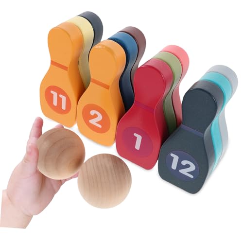 POPETPOP 1 Set Colorful Digital Pins Blank Balls Desktop Bowling for Develops Hand Eye Coordination Team Spirit