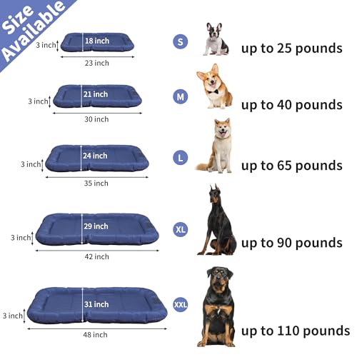 Durable Outdoor Dog Bed with Pillow Around Curling Sleep Fully Waterproof Indoor Cat Bed Crate Mat Stable Kennel Pad, for Pets (Blue, Small(23x18in)) - color: Blue, size: Small(23x18in)
