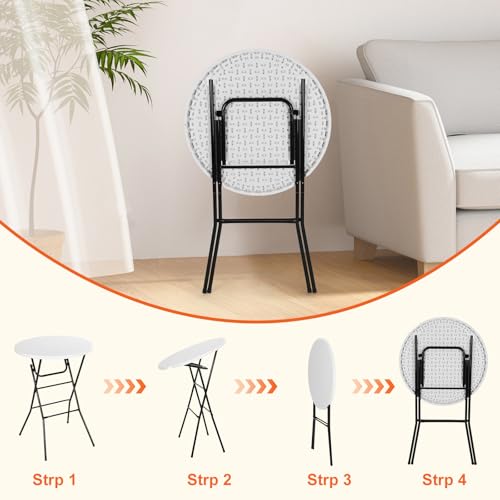Nice C Plastic High Top Round Table, Portable Cocktail Bar Table, 31.5" Folding Counter Height Tables, Waterproof Outdoor/Indoor Tables for Parties, Weddings, Camping, Backyard (White, 2 Pack) - size: White 2 Pack