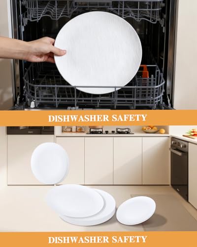 WONDERFUL 32pcs White Plastic Plates Reusable Unbreakable Dinnerware Set Dishes Set Dishwasher Safe Outdoor Plates Includes:16 Dinner 10" and 16 Dessert Plate 7.3" Ideal for Wedding/Mothers Day - color: White