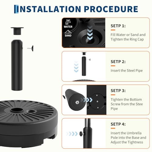 GarveeLife Patio Umbrella Base, 80lb Capacity Heavy Duty Design with Adjustable Pole Adapter Fits 1.5" to 2.1" Poles for 7.5-11FT Umbrellas, Corrosion-Resistant and Wind-Resistant for Outdoor, Patio