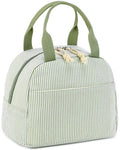 LEDAOU Lunch Box for Women Insulated Lunch Bag Lunch Tote Bags Leakproof Cooler Lunch Case for Travel Work Picnic - color: Green White Stripe