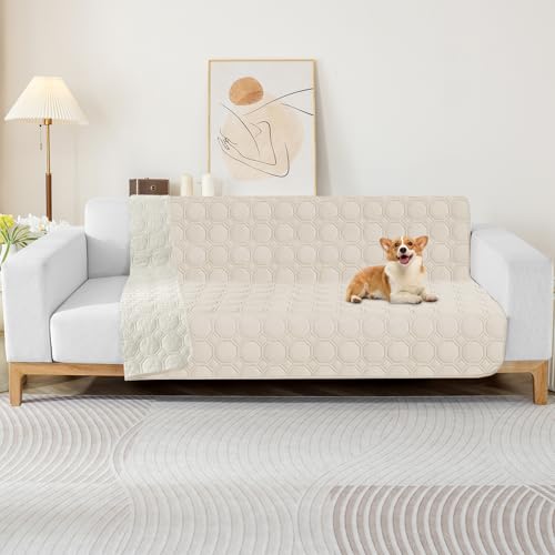 ZNSAYOTX Ultimate Cozy Blankets (52"x82") 100% Waterproof Bed Mat Blanket for Dog Pets, Couch Sofa Protector with Non-Slip Back Washable Durable, Pee Scratch Proof Easy to Clean (Beige) - color: Beige, size: 52x82 Inch
