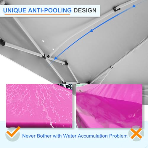 EAGLE PEAK Pop Up Canopy Tent with Wheeled Carry Bag, 8 Stakes, 4 Ropes, 4 Weight Bags, Easy Set Up Tent Canopy, 12x12 ft, 144sqft of Shade, Pink - color: Pink, size: 12x12