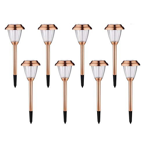 Solar Lights Outdoor - 8 Pack Copper Garden Walkway Lights Solar Powered Waterproof for Garden, Lawn, Yard, Pathway - color: Brown