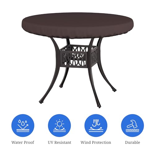 Covers & All Round Table Top Cover, 12 Oz Waterproof UV & Weather Resistant Patio Table Cover, Outdoor Table Cover for Patio Outdoor Furniture & Coffee Table (41" Dia x 4" H Inches, Coffee) - color: Coffee, size: 41" Dia X 4" H