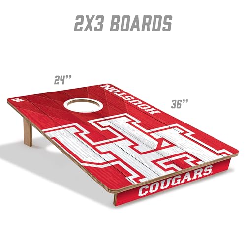 YouTheFan NCAA 2’ x 3’ Wood Cornhole Game with Logo Bags - color: Houston Cougars, size: 2' X 3'