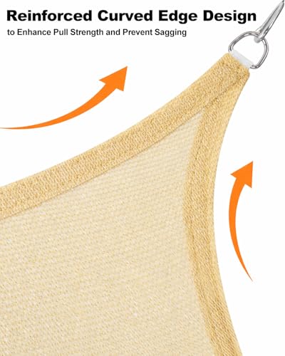 Vensovo Sun Shade Sail Triangle 16' x16' x23' Permeable Canopy - UV Block Sunshade for Patio, Garden, Backyard, Deck (Yellow) - color: Yellow, size: 16ftx16ftx23ft