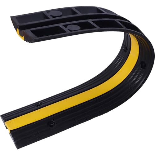 Rubber Cable Protector Ramp,1 Channel, 6600lbs Load Capacity, Easy Installation with Bolts, Ideal for Asphalt, Concrete, Gravel Driveways, Indoor & Outdoor Protection for Cords, Wires, Pipes - size: 5 Packs