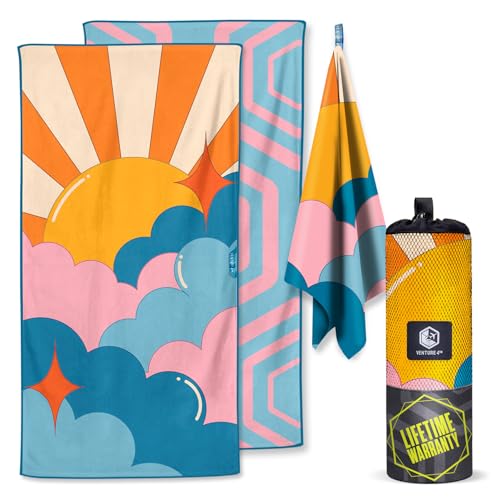 VENTURE 4TH Microfiber Beach Towel: Quick-Dry, Compact, Sand-Free, Absorbent, Sandproof and Lightweight - Perfect for Camping, Beach, and Roadtrips (Sky's The Limit Design | 35x78 inches) - color: Sky's the Limit, size: Extra Large (78" x 35")