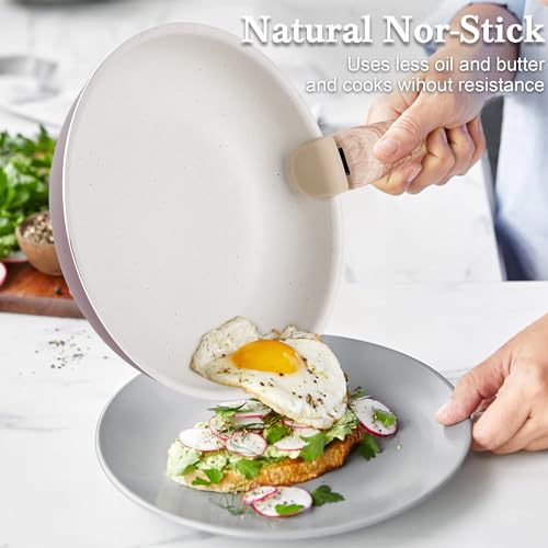 Pots and Pans Set Nonstick - YIIFEEO Kitchen Cookware Sets Detachable Handle Pot and Pan Set Removable Handle Camping Cooking Set, Oven Broiler Safe 550F Non Toxic Frying Pans for Cooking Pan Set Gift - color: Purple