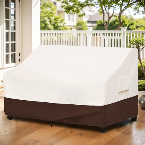Bitubi Waterproof Patio Sofa Cover, Heavy Duty 3-Seater Outdoor Couch Cover Size Up to 85W x 38D x 35H Inches, Lawn Patio Furniture Covers with Air Vent (Brown) - color: Sofa-brown, size: 85"W x 38"D x 35"H