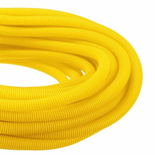DMiotech 100ft Wire Loom Split Tubing 1 Inch(25.4mm) ID, Cord Protectors from Pet Flexible Conduit Cable Management for Office Home Garden, Yellow - color: Yellow, size: 1"-100ft