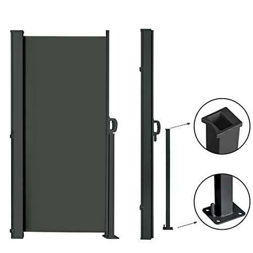 185" x 73" Retractable Side Awning,Waterproof & UV-Resistant,Folding Privacy Screen Room Divider Roll Up Balcony（Gray） - color: Gray, size: 185" x 73"