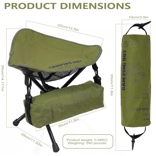 Foldable Backpack Stool,Folding Chair with Storage Pouch,Pocket Chair Can be rotated 360° ,Pocket Chairs for Adults 264 lbs,Ultralight,for Camping, Fishing, Hiking, Travel, Picnic (2026 new model)