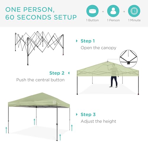 Best Choice Products 10x10ft Pop Up Canopy Tent, Outdoor Shade, 1 Person 1 Minute Set Up, Carry Case, 4 Weight Bags - Sage Green - color: Sage Green, size: 10x10ft