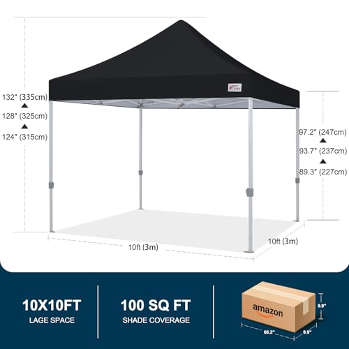 MASTERCANOPY Pop Up Canopy Tent Commercial Grade 10x10 Instant Shelter (Black) - color: Black, size: 10x10
