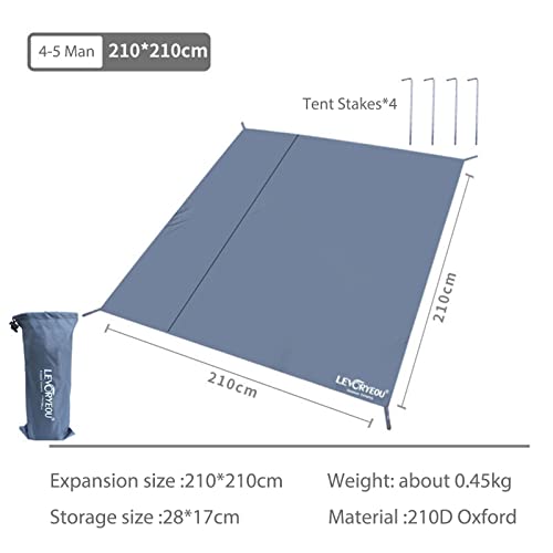 Tent Footprints Outdoor Camping Tent Floor Mat Moisture Proof Ground Sheet 210D Oxford Cloth Ultralight Waterproof Wear-Resistant Multi-Purpose Shading Trap with Tent Stakes - size: 210*210cm (6.89*6.89 FT)