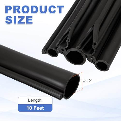 MECCANIXITY 10ft Cable Management Sleeve, 1.2 Inch ID Flexible Cord Wires Hider Cover Insulation Snap-fit Protector for Substation, High-Voltage Electrical Networks, Black - size: 1.2 Inch