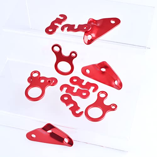 TRIWONDER Guyline Cord Adjuster Rope Tensioner Tent Guy Line Paracord Tightener Loop Alien Aluminum Alloy for Camping Hiking (Red - 12 Pack) - color: Three Holes - Red (12 Pack)
