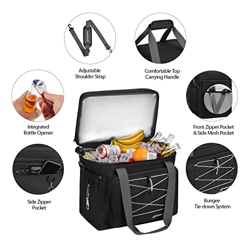 Maelstrom Portable Collapsible Soft Cooler Bag – 24/30/60 Cans Double-Deck Leakproof Ice Chest for Beach, Camping & Grocery - color: Black, size: 60 Can