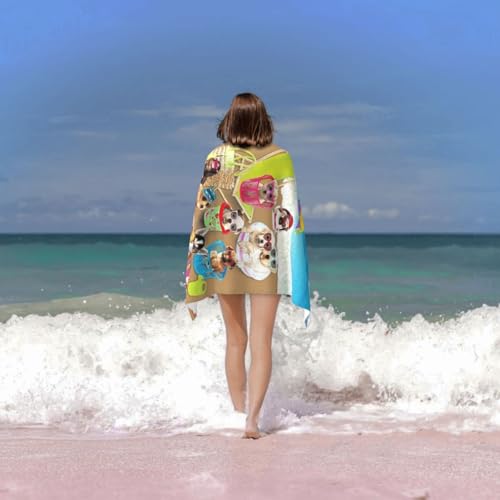 Cute Dog Beach Towel for Women/Adults, Personalized Microfiber Beach Towels Bulk, Quick Dry Beach Towel for Pool, Lightweight Bath Towels Oversized Clearance 30"x 60" - color: Dog1, size: 30"x 60"