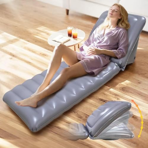 Taiwang Inflatable Pool Beach Lounge Chair - Portable Air Sofa for Indoor Outdoor Use, Compact Foldable Design with Headrest, 86.61x30.71 Inch (Light Gray) - color: Light Gray