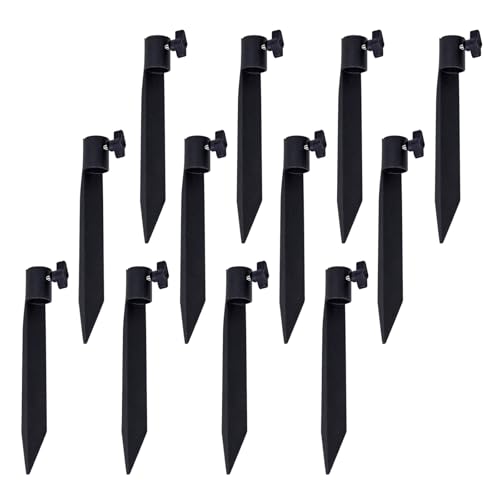 Outdoor Metal Stakes for Ground, Garden Stakes for Lights,Used for Replacement Metal Ground Spike in Live Flame Torches and Solar Lights-6.7 Inch (Black 12 Pack) - color: Black 12 Pack