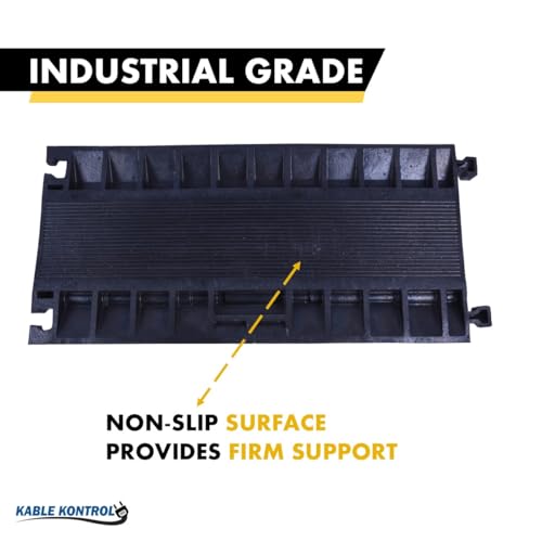 Kable Kontrol Atlas Cable Protector Wire Ramp - 5 Channel Bulk Wholesale Pallet – 40 Pcs - 35” Long Black & Yellow - 24000 Lbs Load Capacity - Rubber Speed Bump Wire Protector Cord Cover - CP9975 - size: 5 Channel - 40 Units
