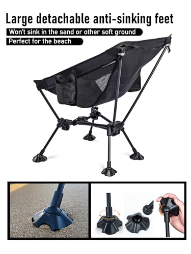 WildCall Lightweight Folding Camping Chair Compact Beach Chair with Anti-Sinking Large Feet - color: 1 X Black
