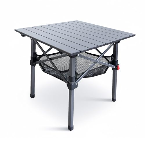 Folding Camping Table, Portable Lightweight Beach Tables for Sand Foldable, Aluminum Roll-up Folding Square Table for Outdoor Camping, Picnic, Card, Travel - color: Aluminum Desktop+storage