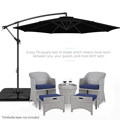 Best Choice Products 10ft Offset Hanging Market Patio Umbrella w/Easy Tilt Adjustment, Polyester Shade, 8 Ribs for Backyard, Poolside, Lawn and Garden - Black - color: Black, size: Offset