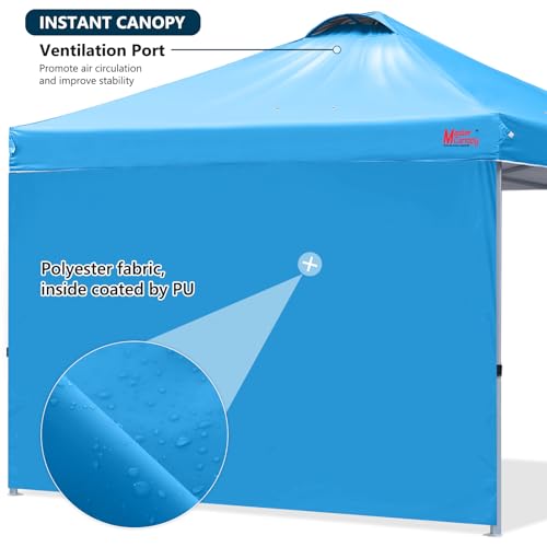 MASTERCANOPY Durable Pop-up Canopy Tent with 1 Sidewall (10'x10',Sky Blue) - color: Sky Blue, size: 10x10