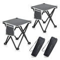 Triple Tree 2 Pack Folding Camping Stool, 13.8 Inch Small Portable Lightweight Stool with Side Pocket, Foot Stool with Carry Bag for Hiking, Fishing and Beach, Hold up to 400lbs, Grey