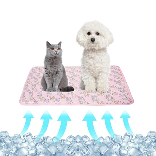 NACOCO Pet Cooling Mat Cat Dog Cushion Pad Summer Cool Down Comfortable Soft for Pets and Adults (M, Pink) - color: Pink Rabbit, size: M: 19.5" x 27.5''