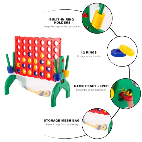 1.9 Feet Giant 4 in A Row Game, Jumbo 4-to-Score Connect Game Set for Kids & Adults Outdoor Yard, Lawn & Indoor Floor Play, Family Game Night & Party Board Games, Grand Birthday Easter Gifts