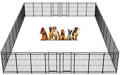 Kfvigoho Heavy Duty Dog Playpen: 32 Steel Panels 47" Height, Square Steel Pipe with Reinforced Crossbars, 71FT 406 Sq.ft Portable Fence for Yard RV Camping, Snowy Black - style: 27"W x 47"H