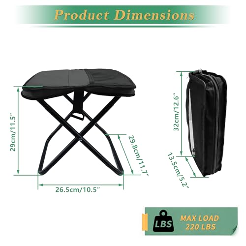 YANYUCB Portable Folding Chair,Ultralight Collapsible Stool,Camping Chair,Handbag Style Pocket Foldable Stool for Camping Travel Fishing Hiking and Outdoor Activities(Black) - color: Black