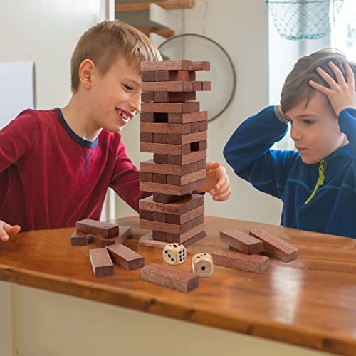 Canuan Wooden Tumbling Tower, 54PCS Blocks Stacking Games for Party, Camping for Kids Adult and Families, Classic Stacking Blocks Wood Stack Towers Wooden Board Tabletop Games with Storage Box - style: 54PCS