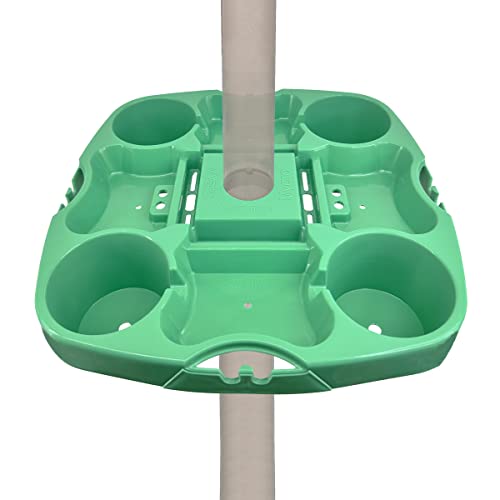 Myard 15'' Pro Universal Beach Umbrella Table Tray with Tablet Slots, Earpod Holds, Drink Holders, Snack Grooves, Phone Slots, Sunglasses Holes, Small Bag Hangers for Beach, Swimming Pool (Green) - color: Green